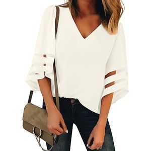 3/4 Bell sleeve shirt with mesh sleeves